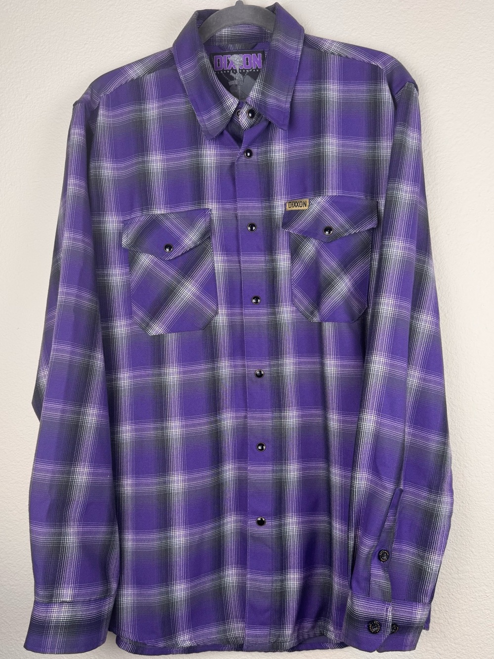 DIXXON The Sacrifice Mens L Purple Plaid Flannel Shirt D-Tech Snap Front